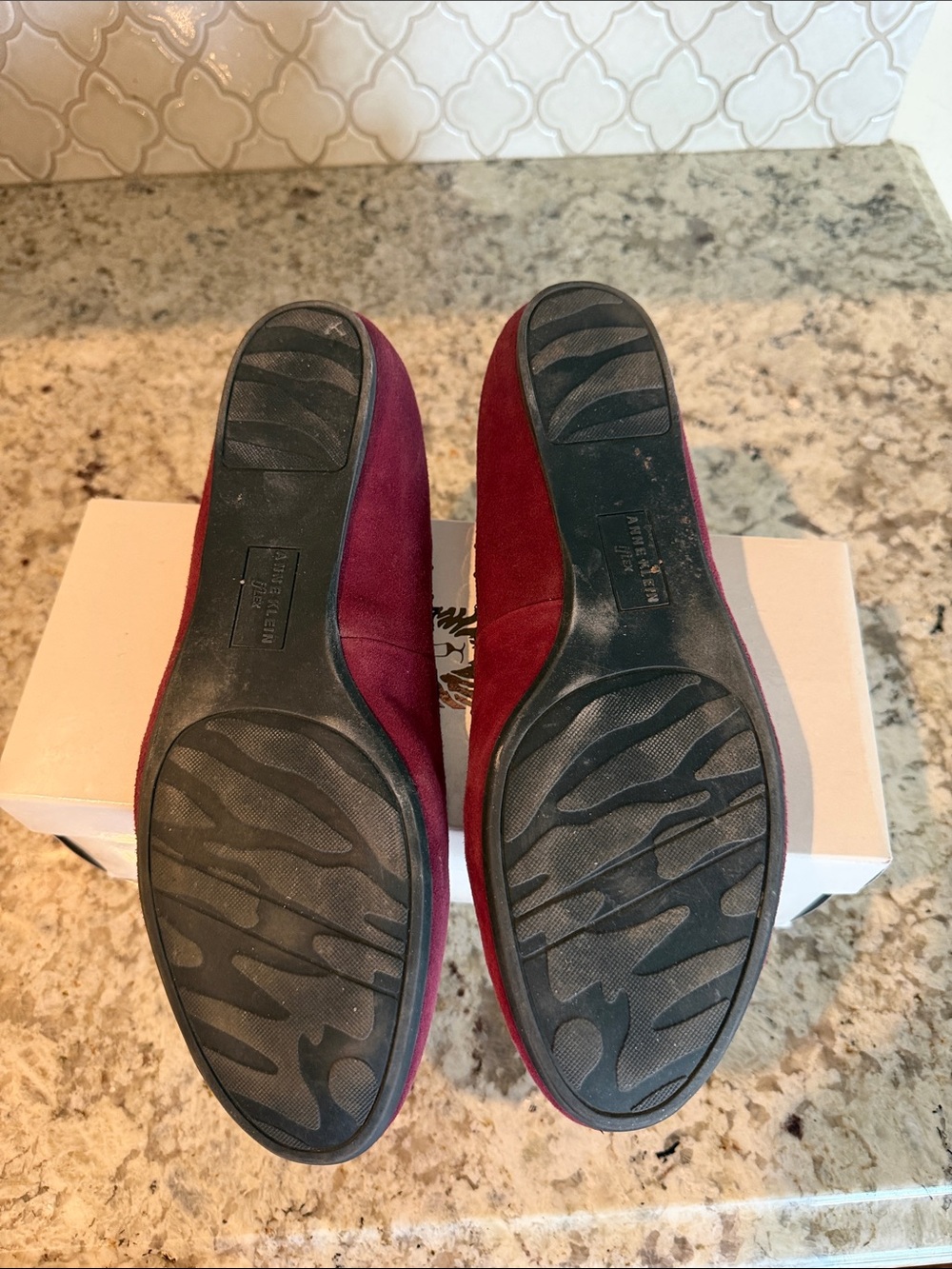 Anne Klein Burgundy Suede Stud-Trim Ballet Flat - Picture 6 of 6